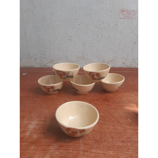 Set 15 chén gốm nhỏ vẽ hoa, chén bánh bò hoa