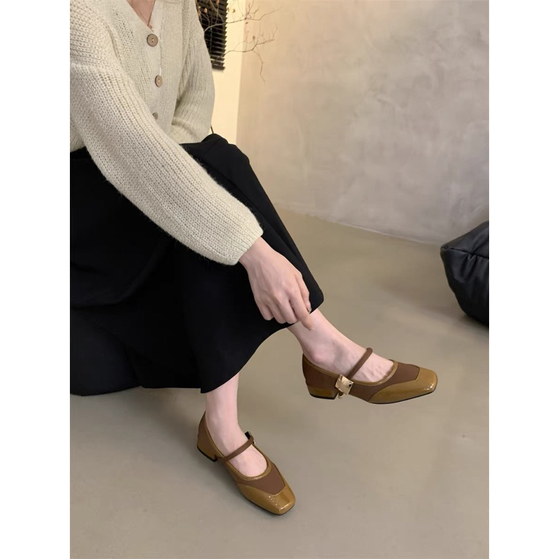 Giày da mũi vuông got chunky