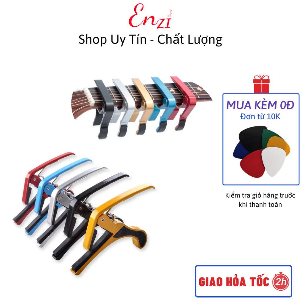 Kẹp capo Kim loại dùng cho mọi loại đàn Classic, Aucoutic guitar điện lên tông hạ tông chất lượng Enzi