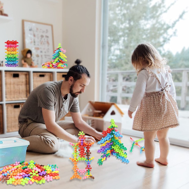 Đồ chơi xếp hình hoa mai 3D màu macaron xoay chiều, mô hình lắp ráp hoa tuyết cho bé