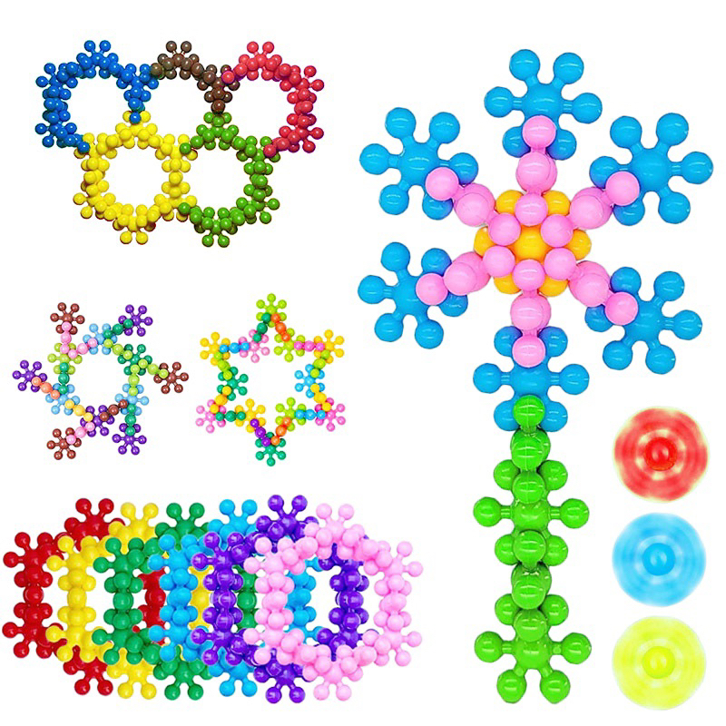 Đồ chơi xếp hình hoa mai 3D màu macaron xoay chiều, mô hình lắp ráp hoa tuyết cho bé