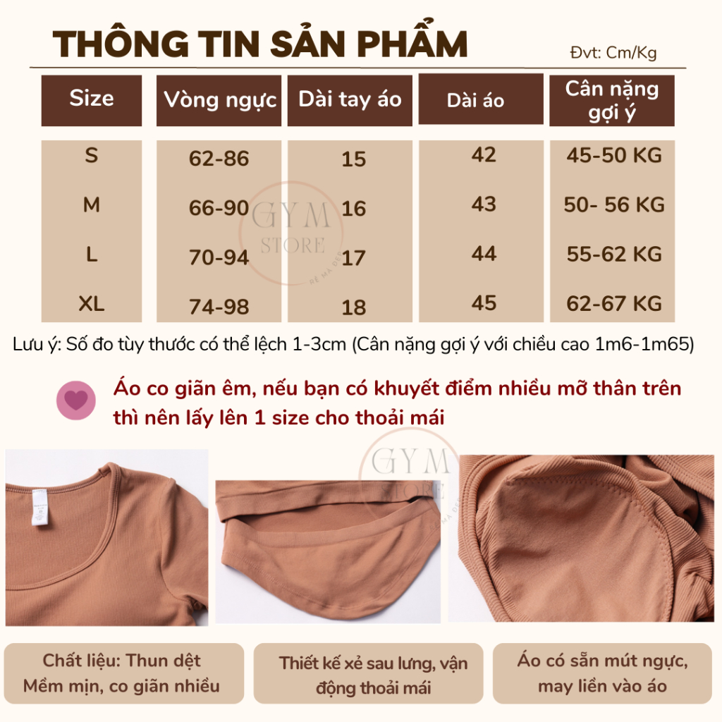 Áo Thun Croptop Ôm Body 𝐂𝐎́ 𝐌𝐔́𝐓 Thể Thao Nữ Tập Gym Yoga Thun Softy Siêu Thoáng Mát Tôn Dáng GYMSTORE 6837