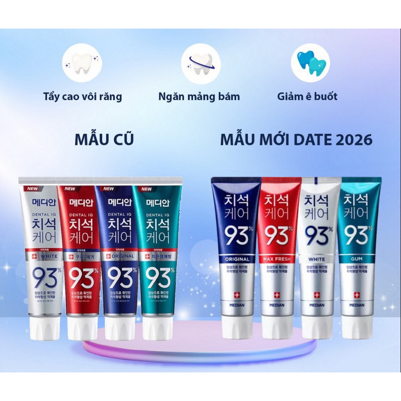 KEM ĐÁNH RĂNG MEDIAN 93% 120g SỐ 1 HÀN QUỐC