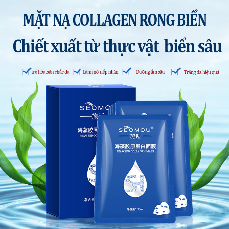 Mặt Nạ Collagen Rong Biển Trong Suốt Khóa Nước Dưỡng Ẩm Làm mờ nếp nhăn trẻ hóa làn da , mặt nạ giấy  M14