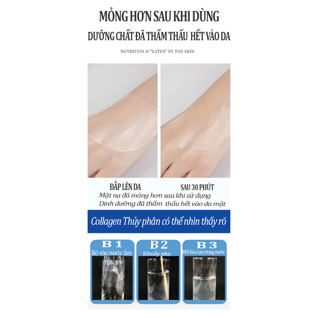 Mặt Nạ Collagen Rong Biển Trong Suốt Khóa Nước Dưỡng Ẩm Làm mờ nếp nhăn trẻ hóa làn da , mặt nạ giấy  M14
