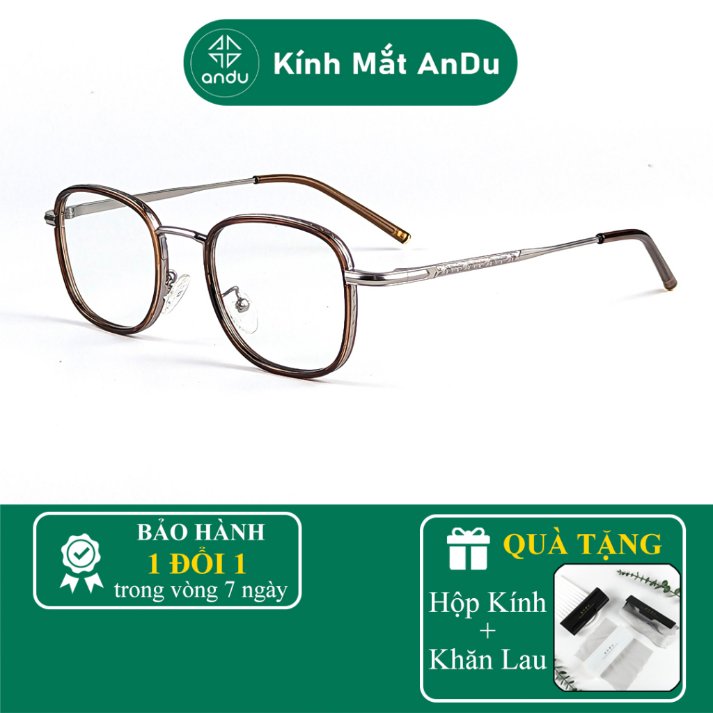 Gọng kính cận thời trang nam nữ AnDu dáng vuông unisex cá tính chống tia UV chất liệu titanium cao cấp 2352
