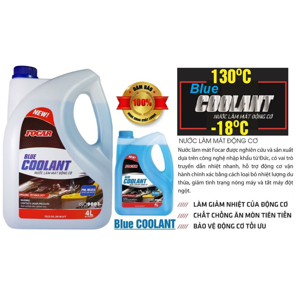 Nước làm mát động Cơ Ôtô cao cấp Focar Bluecoolant Màu xanh,Công Nghệ Đức