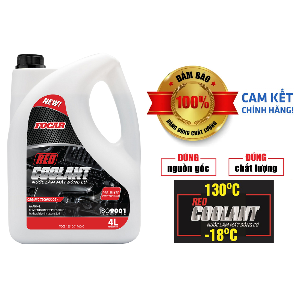 Nước làm mát động cơ ôtô FOCAR RedCoolant 4 lít màu đỏ
