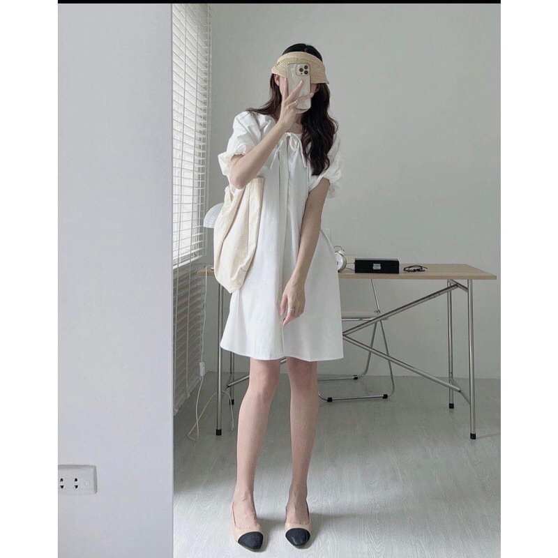 Đầm suông tay bồng xả