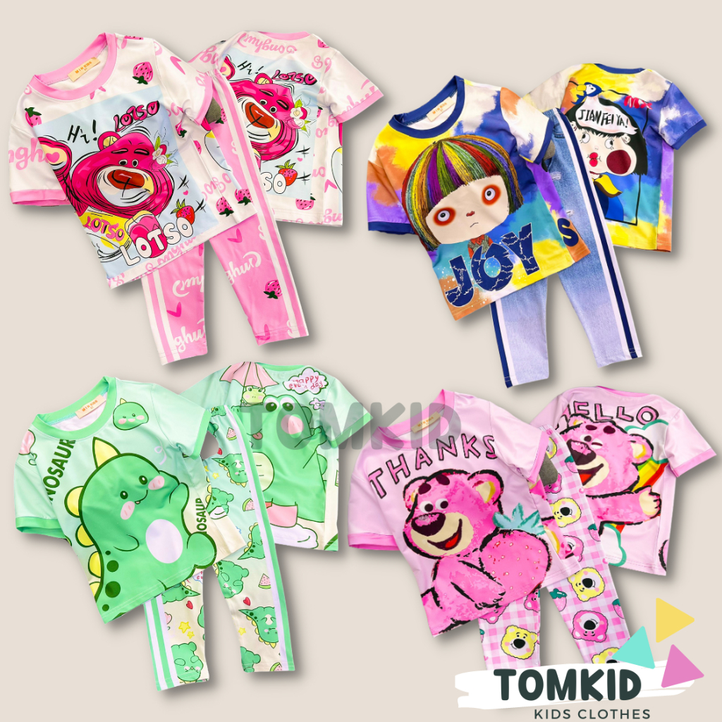 Đồ bộ cho bé gái đồ dài cho bé gái thun lạnh chính phẩm loại 1 co giãn không nhão vải 10-40kg Tomkids