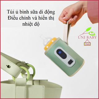 Túi ủ bình sữa di động USB bằng da hiển thị nhiệt độ, chống thấm nước