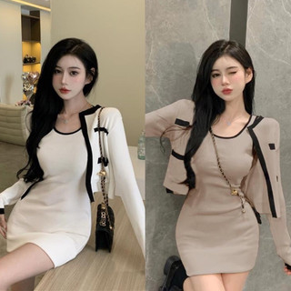 Set váy len body 2 chi tiết tiểu thư siêu tôn dáng hàng QC