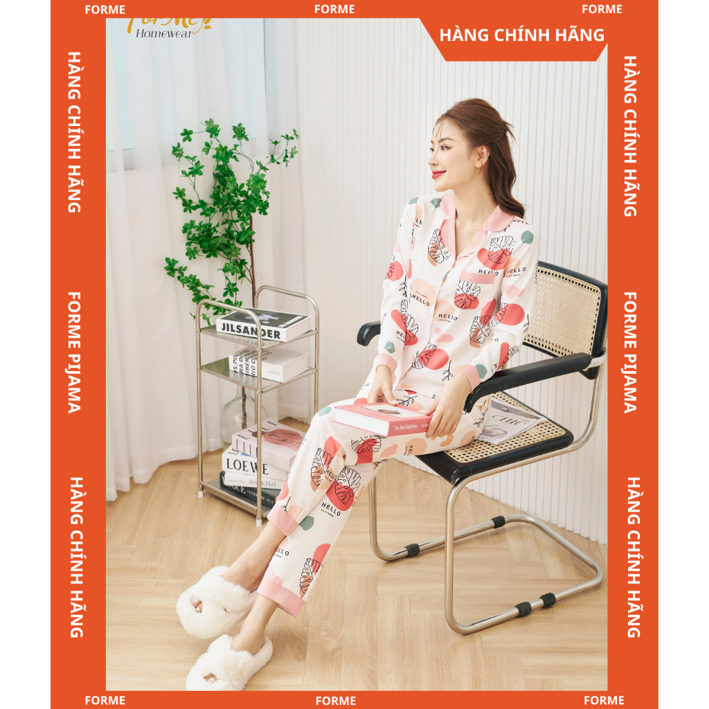 BỘ DÀI TAY LỤA HÀN CHÂU CAO CẤP HELLO SUMMER 04, HÀNG CHÍNH HÃNG FORME PIJAMAS