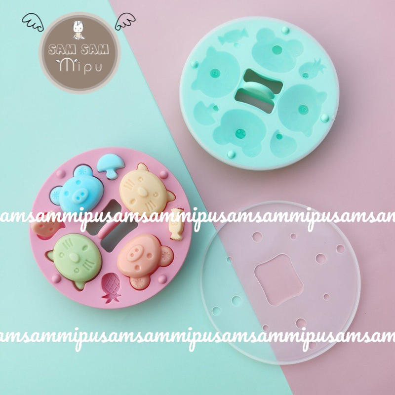 Khuôn Silicon có nắp đậy làm bánh chế biến đồ ăn dặm cho bé - khuôn nướng / khuôn hấp bánh silicon- Shop mẹ Sam