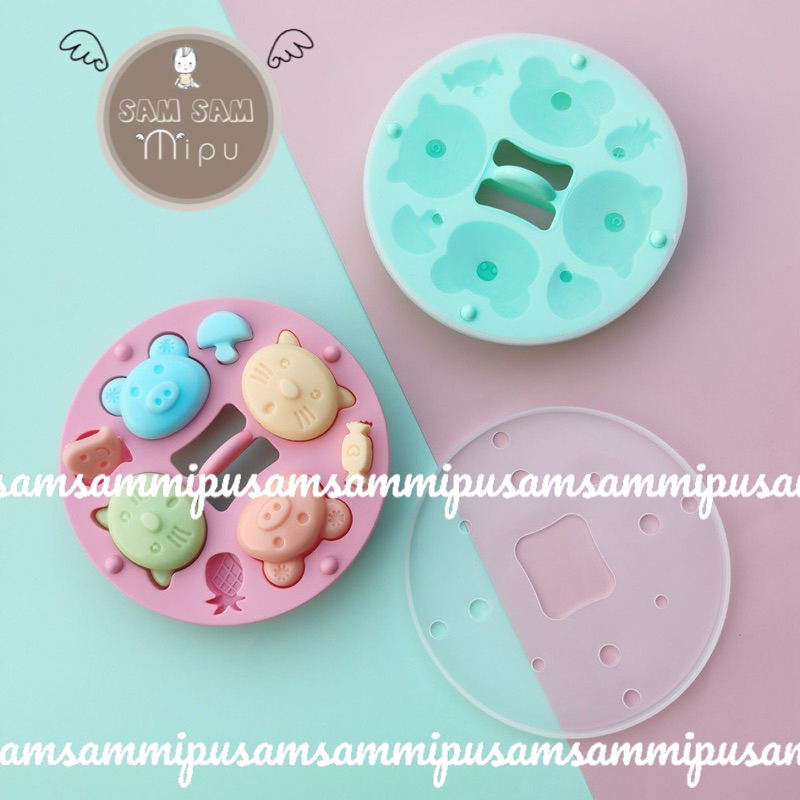 Khuôn Silicon có nắp đậy làm bánh chế biến đồ ăn dặm cho bé - khuôn nướng / khuôn hấp bánh silicon- Shop mẹ Sam