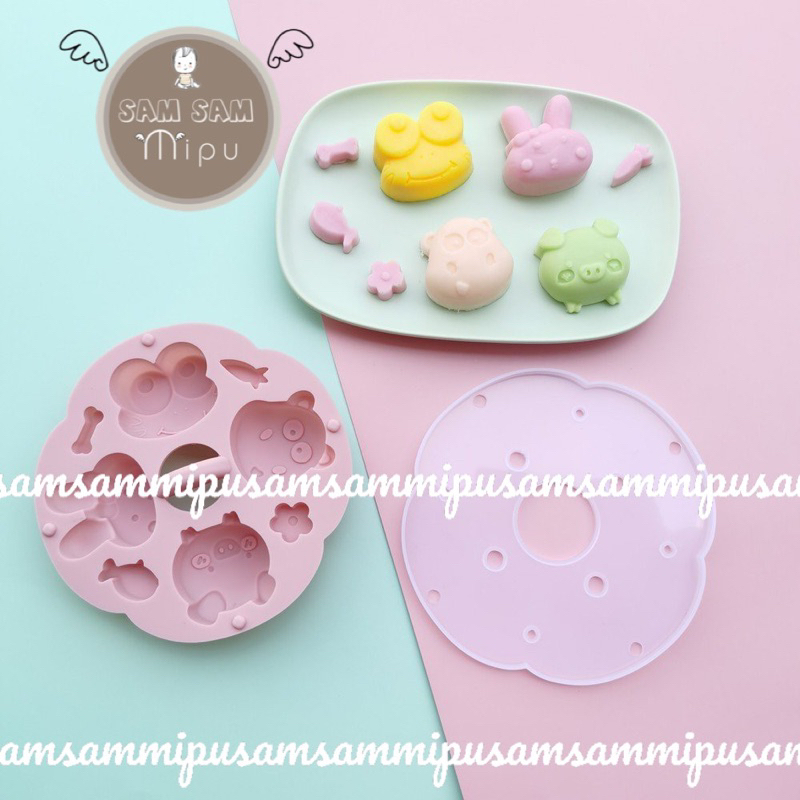 Khuôn Silicon có nắp đậy làm bánh chế biến đồ ăn dặm cho bé - khuôn nướng / khuôn hấp bánh silicon- Shop mẹ Sam