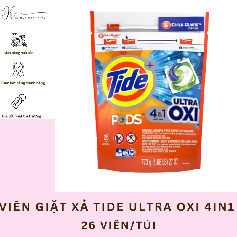 VIÊN GIẶT XẢ QUẦN ÁO TIDE ULTRA OXI NHẬP KHẨU MỸ