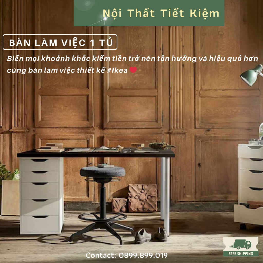 Bàn làm việc Nội Thất Tiết Kiệm đã lắp sẵn dùng làm bàn decor phòng ngủ theo thiết kế T88879