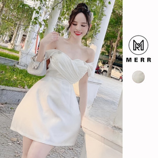 [MERR0019] Váy Tafta Xếp Ly Ngực Cài Tag Đá Kèm Ảnh Thật | MERRCHUYENVAY