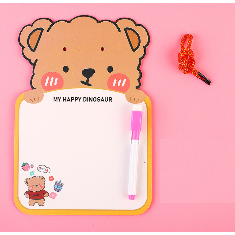 Bảng 2 mặt vẽ viết note bút dạ xóa được kèm bút có dây treo hoạt hình cho bé
