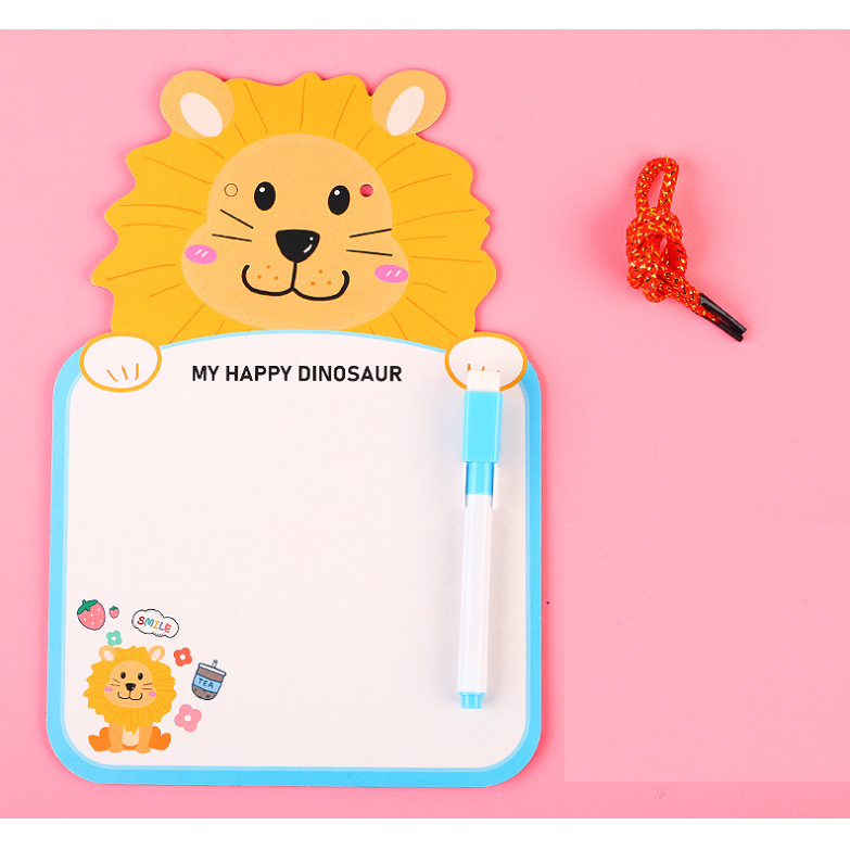 Bảng 2 mặt vẽ viết note bút dạ xóa được kèm bút có dây treo hoạt hình cho bé