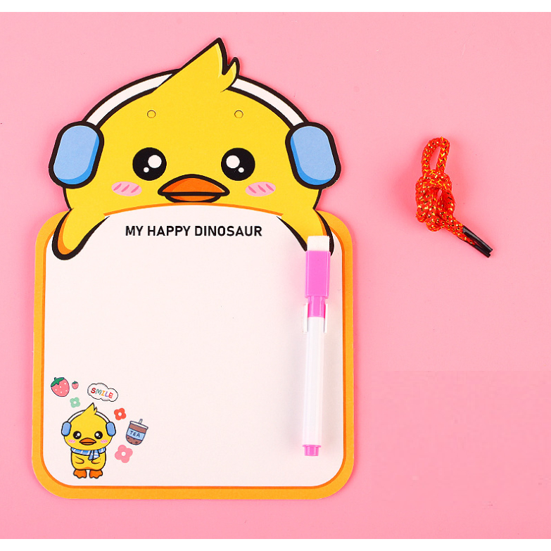Bảng 2 mặt vẽ viết note bút dạ xóa được kèm bút có dây treo hoạt hình cho bé