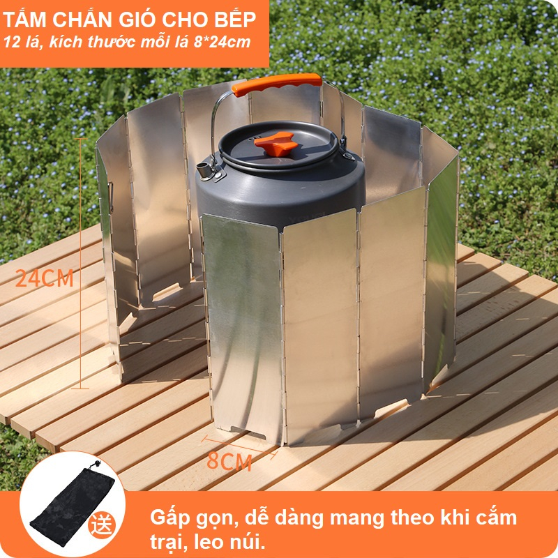 Tấm Chắn Gió Bếp Ga Dã Ngoại 12-16 tấm có thể gấp gọn. bằng hợp kim nhôm chất lượng cao, chịu nhiệt tốt chống mài mòn.