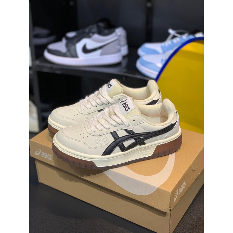 Giày Sneaker Asics Court White Black, Giày Asic’s kem đen đế nâu, Giày asic court mz nam nữ ảnh thật tự chụp