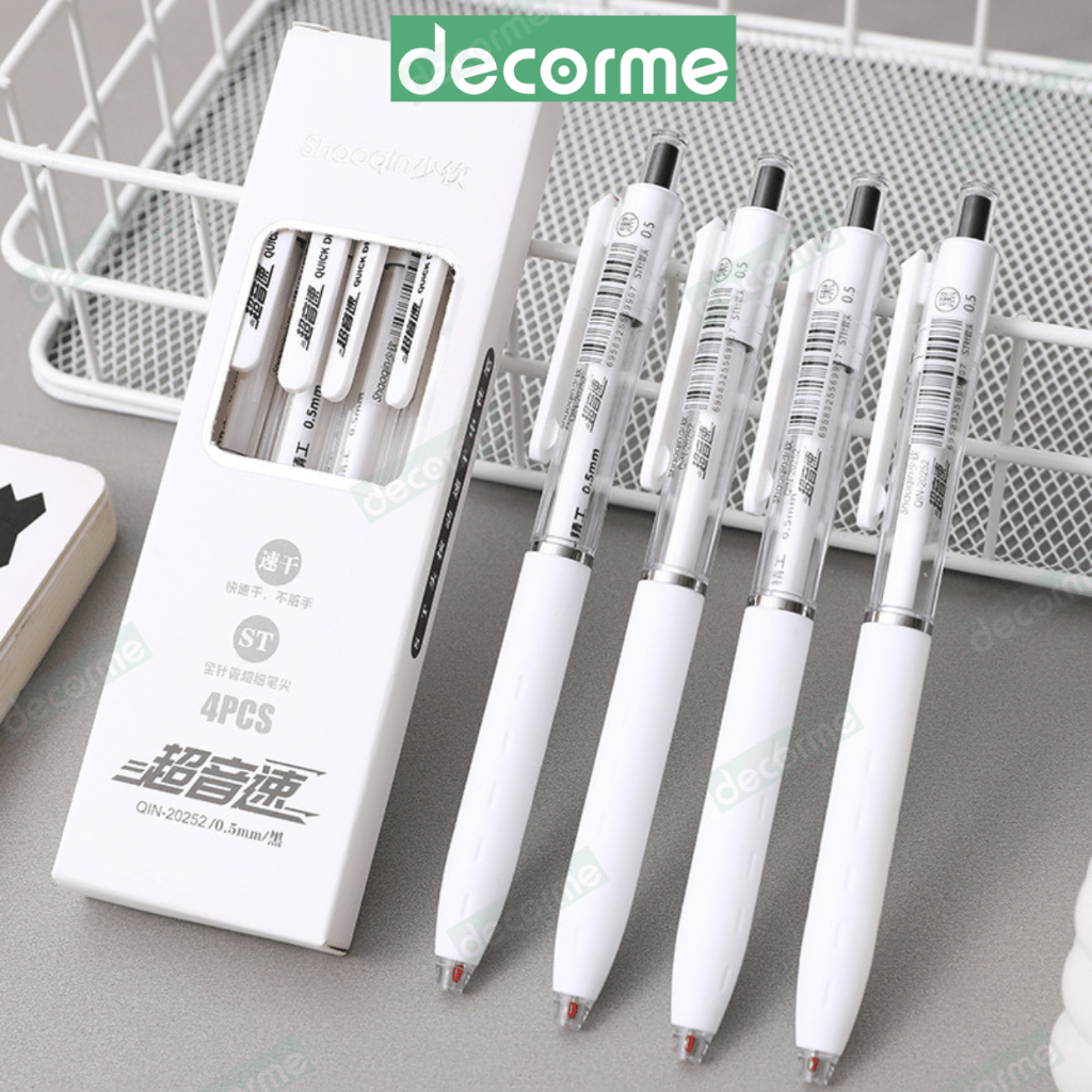 Bút gel bấm Shaoqin 0.5mm Decorme mực đen màu pastel có thể thay ngòi 11cm Viết gel bấm học sinh