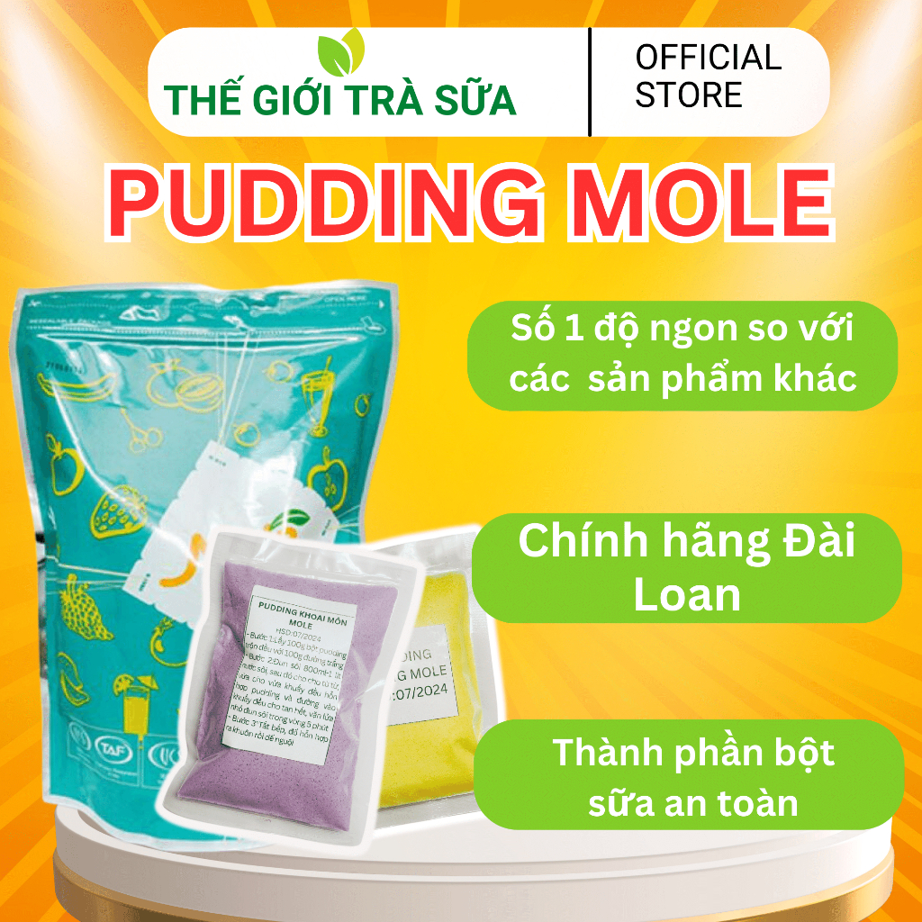 Bột pudding trứng Mole Đài Loan làm trà sữa pudding mole nhiều vị gói chiết 100 gram