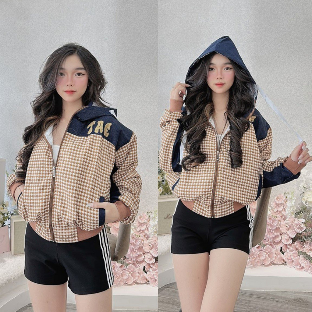 Áo Chống Nắng Thời Trang Nữ Phối Màu Jean Sang Trọng Mẫu Có Nón To Đi Nắng Che Mưa Tiện Lợi Chất Liệu Vải Kim Cương Thêu