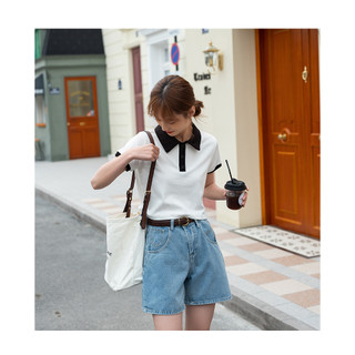 Áo croptop cổ polo Cilinn Chất Thun borip Co Dãn Áo thun ôm body tay ngắn