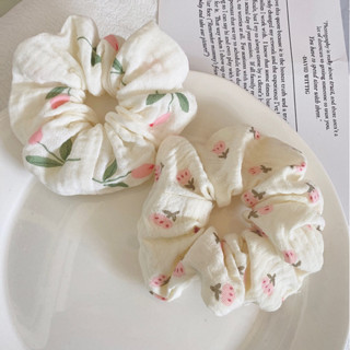 Cột tóc hoa xốp Muslin bản lớn phong cách cổ điển retro