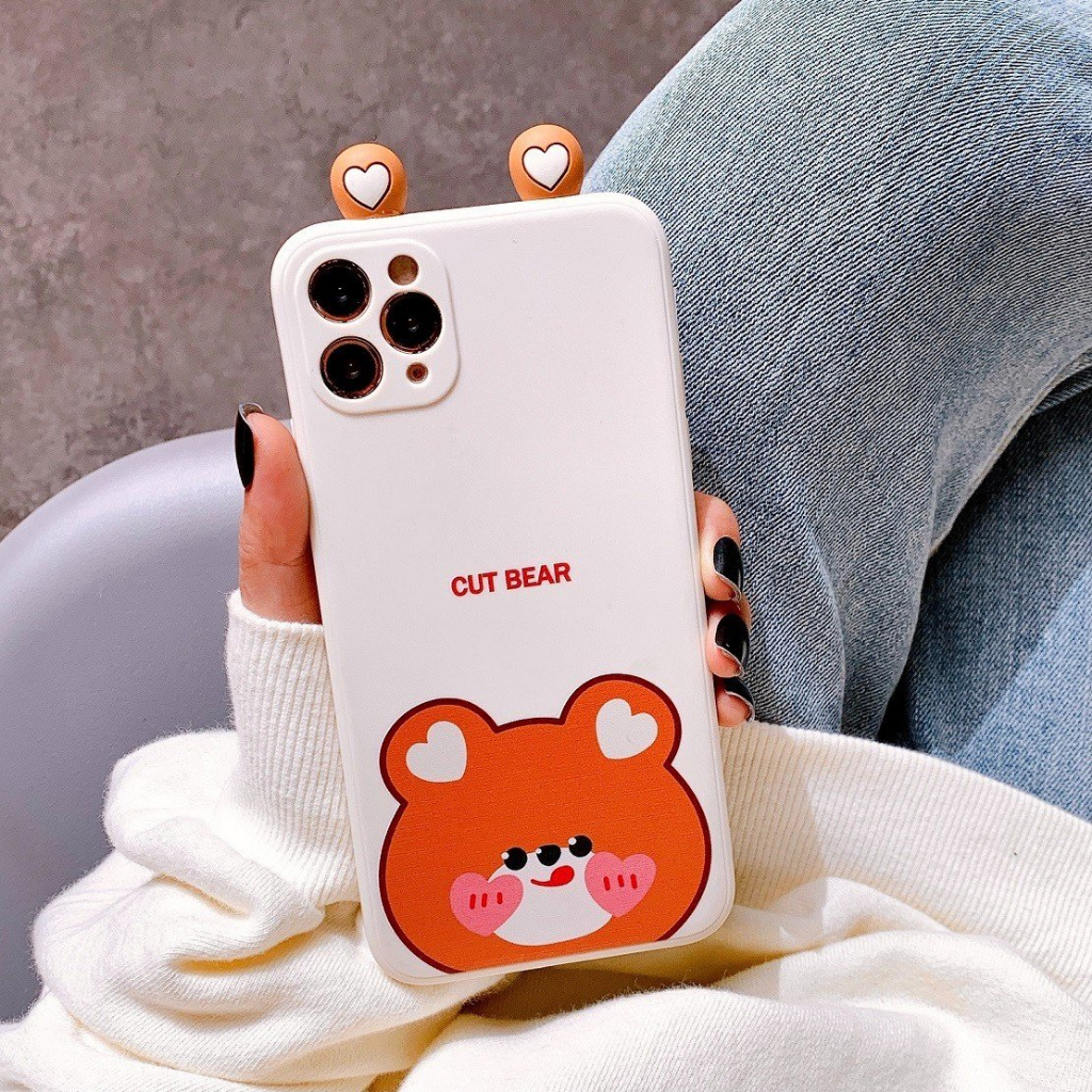 Ốp Lưng iphone Silicon Bảo Vệ CAMERA Hình Nổi Bear x Frog cho iphone 6/6s/7/8/plus/X/XS/11/12/13/14 Pro Plus Max