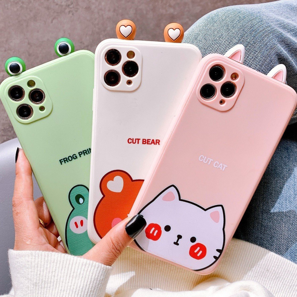 Ốp Lưng iphone Silicon Bảo Vệ CAMERA Hình Nổi Bear x Frog cho iphone 6/6s/7/8/plus/X/XS/11/12/13/14 Pro Plus Max