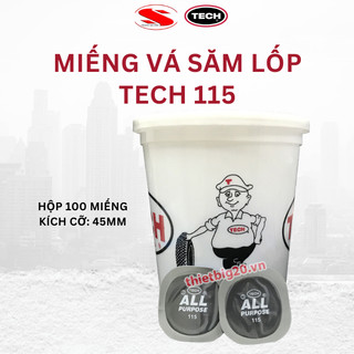 Miếng vá đa năng săm lốp ô tô, xe máy Tech 115 hộp 100 miếng (dạng vuông, 45mm)