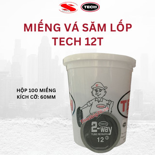 Miếng vá săm ô tô, xe máy Tech 12T hộp 100 miếng (dạng tròn, 60mm)