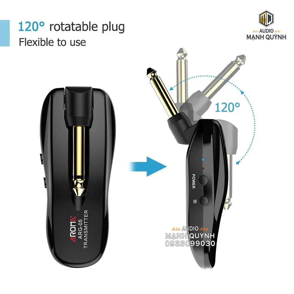 Bộ Thu Phát Không Dây Guitar Cao Cấp 5.8G AROMA ARG-05 Đầu Jack Xoay 120 Độ