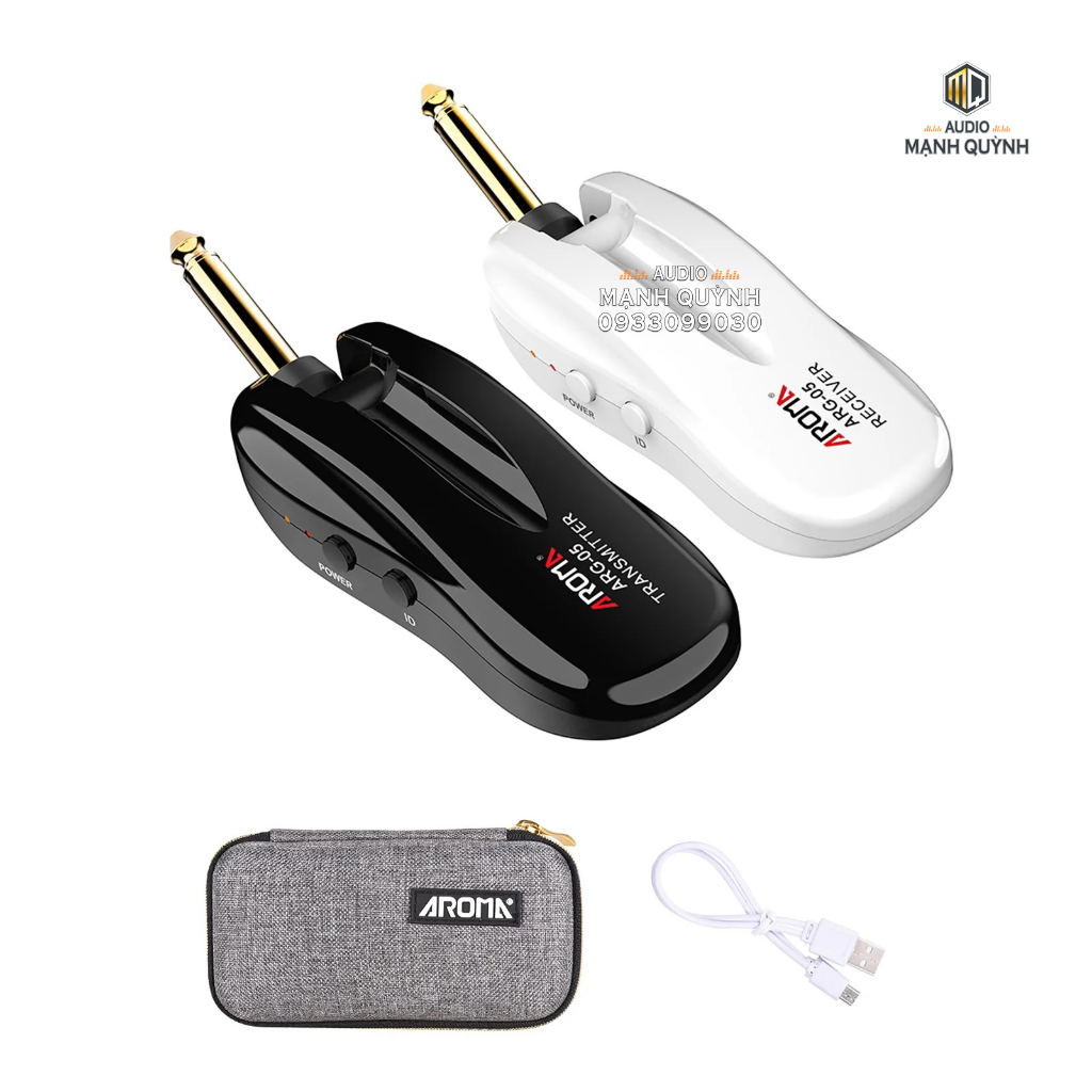 Bộ Thu Phát Không Dây Guitar Cao Cấp 5.8G AROMA ARG-05 Đầu Jack Xoay 120 Độ