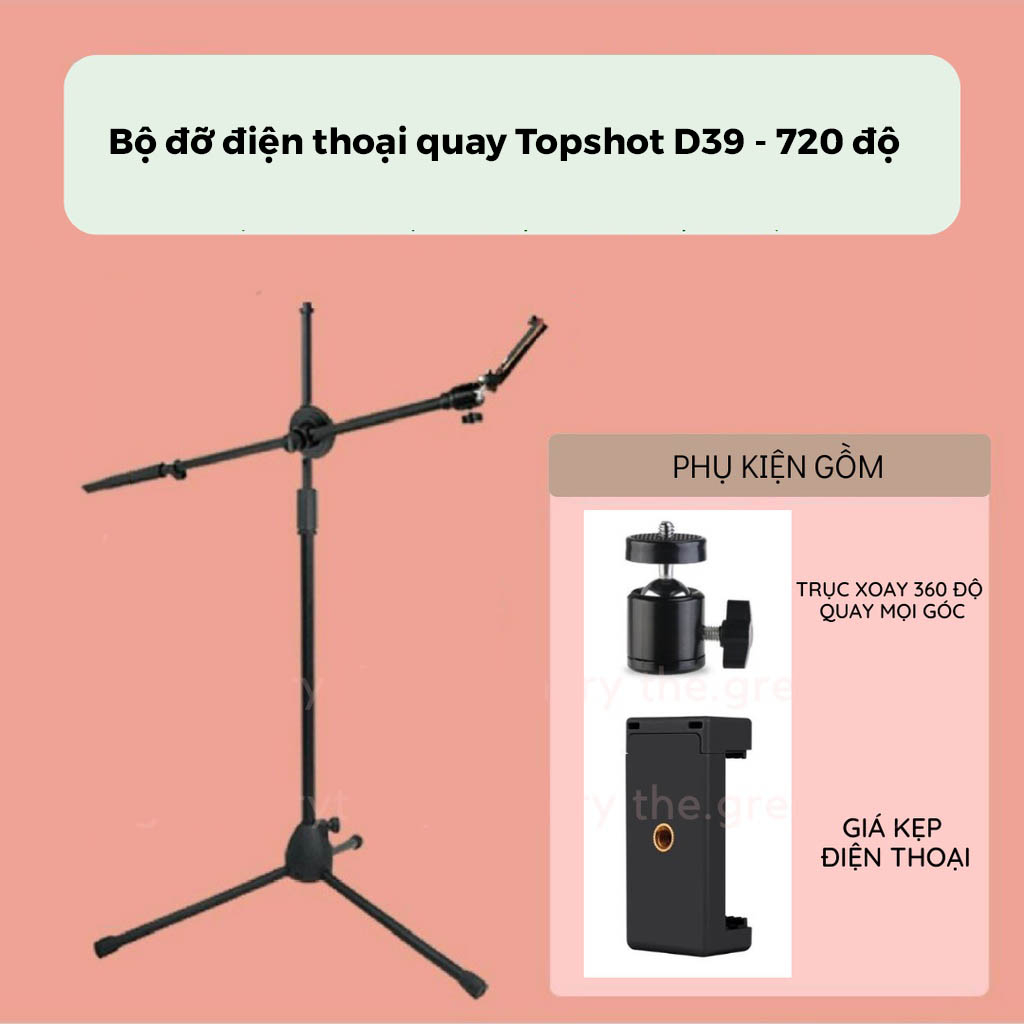 Bộ Chân Quay Video Từ Trên Xuống D39 Kèm Đèn 36cm - Hỗ Trợ Quay Video - Livetream - Chụp Ảnh - Chính Hãng HD DESIGN