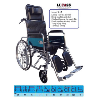 Xe lăn đa năng LUCASS X7A -Xe lăn có bô, ngả nằm và tay phanh