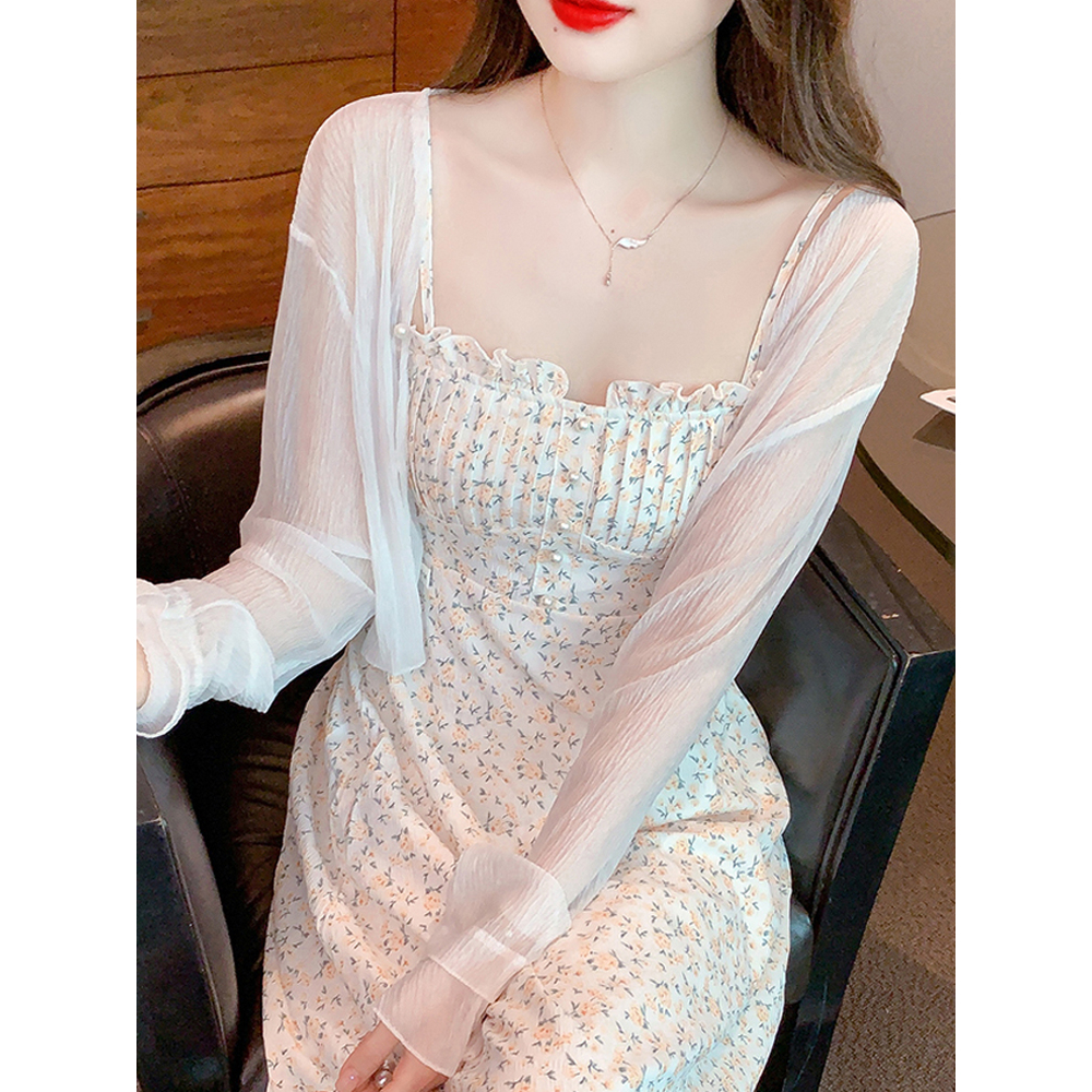 Áo khoác len Montoghi gân NÚT NGỌC TAY BÈO phối 2 tầng xinh xắn