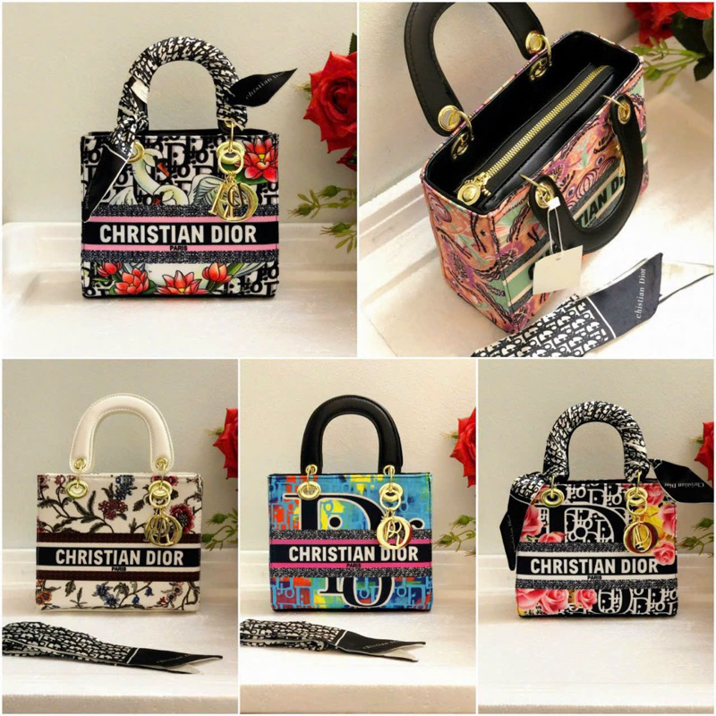 Túi dio r thêu hoạ tiết kèm khăn fullbox đẹp sz 20