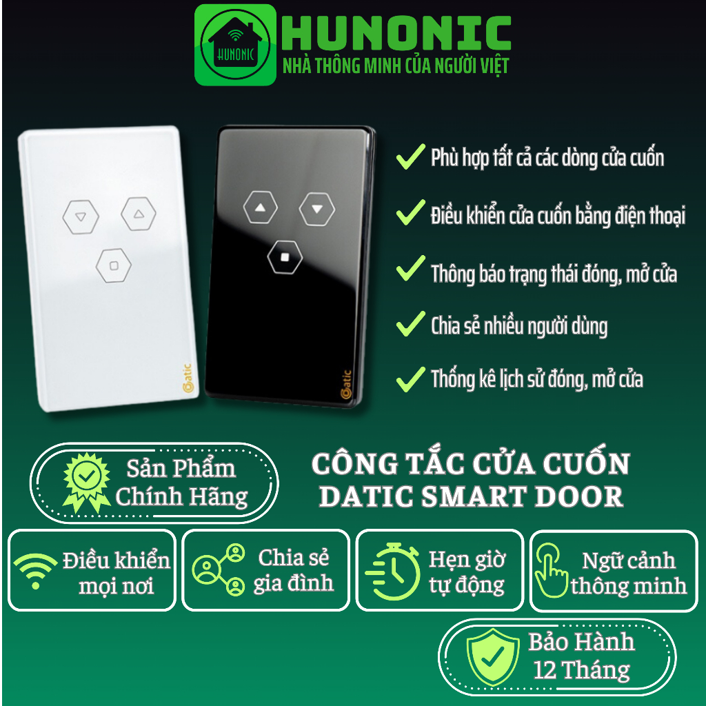 Công Tắc Cửa Cuốn Datic Smart Door Điều Khiển Từ Xa Bằng Điện Thoại, Thương Hiệu Hunonic, Hàng Việt Nam