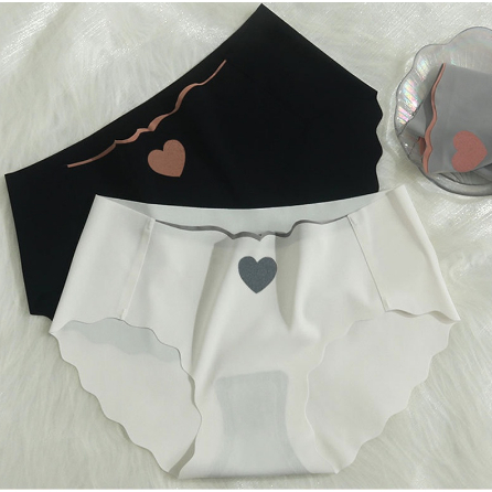 Quần Lót Nữ Đúc Su Thun Lạnh Viền Sóng Gợi Cảm Họa Tiết Trái Tim Dễ Thương LOTNU25