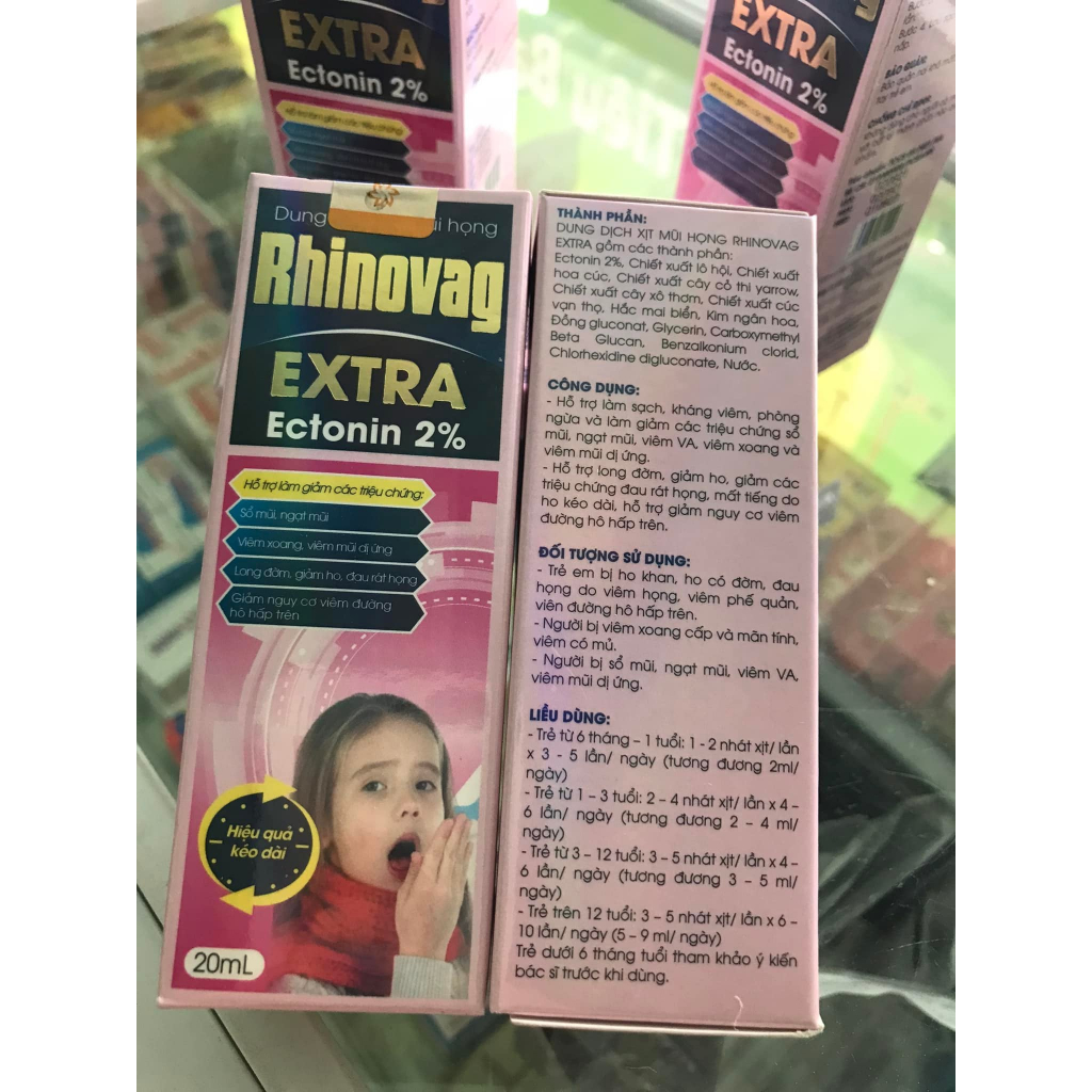Xịt mũi họng Rhinovag extra hoàn toàn thiên nhiên, giúp giảm sổ mũi, ngạt mũi, ho, đau rát họng, Lọ 20ml