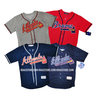 Áo bóng chày Mlb Atlanta Braves jersey baseball shirt hiphop kpop unisex nam nữ big over size thể thao gym Áo bóng rổ