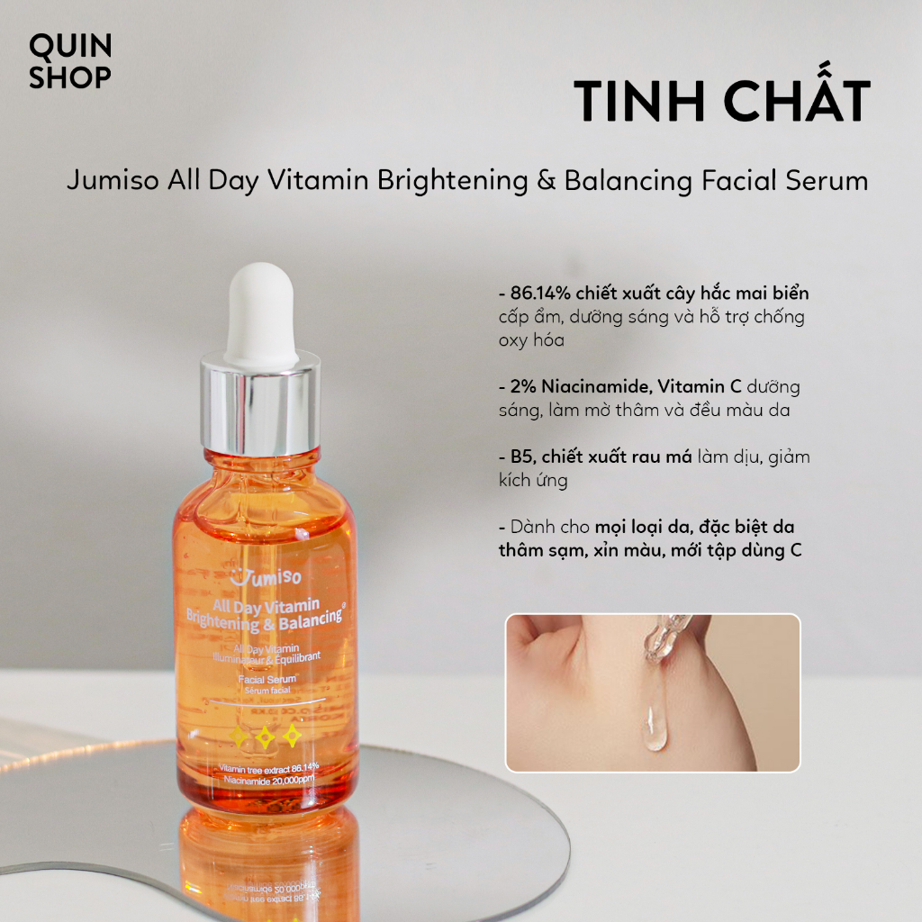 Tinh chất Jumiso Snail Mucin 95+Peptide, Waterfull Hyaluronic Acid, Brightening & Balancing, VC-IP 1.0, Pure C 5.5 Serum