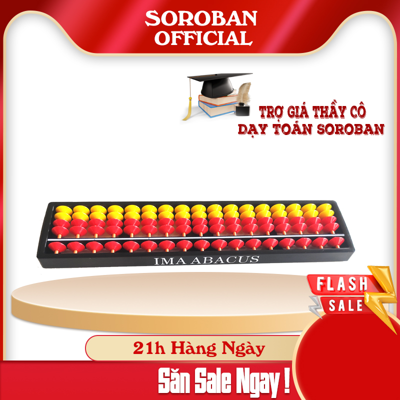 Bàn tính Soroban 17 cột đỏ vàng - Dùng cho chương trình toán IMA