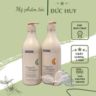 Cặp dầu gội xả organic collagen 1000ml siêu mềm mượt phục hồi hư tổn